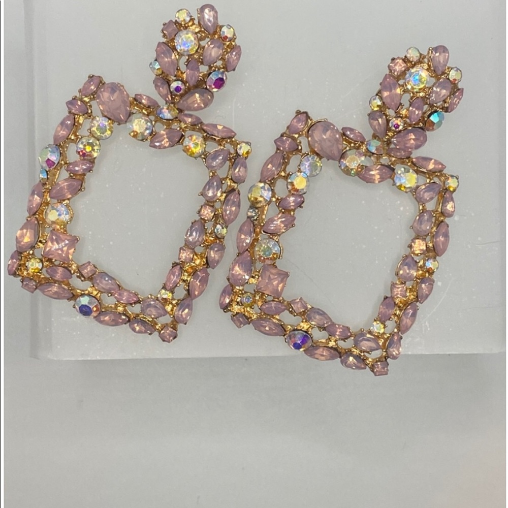 NWT Pink & Gold Rhinestone earrings